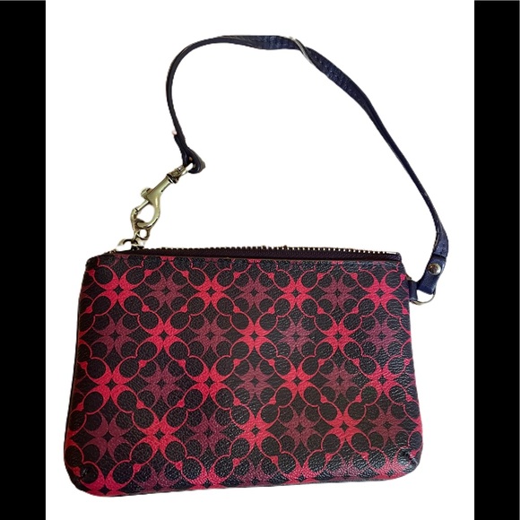 Coach navy/pink patterned wristlet - Picture 2 of 9